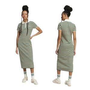 Adidas Originals Striped Polo Dress Green White NWT | Size S